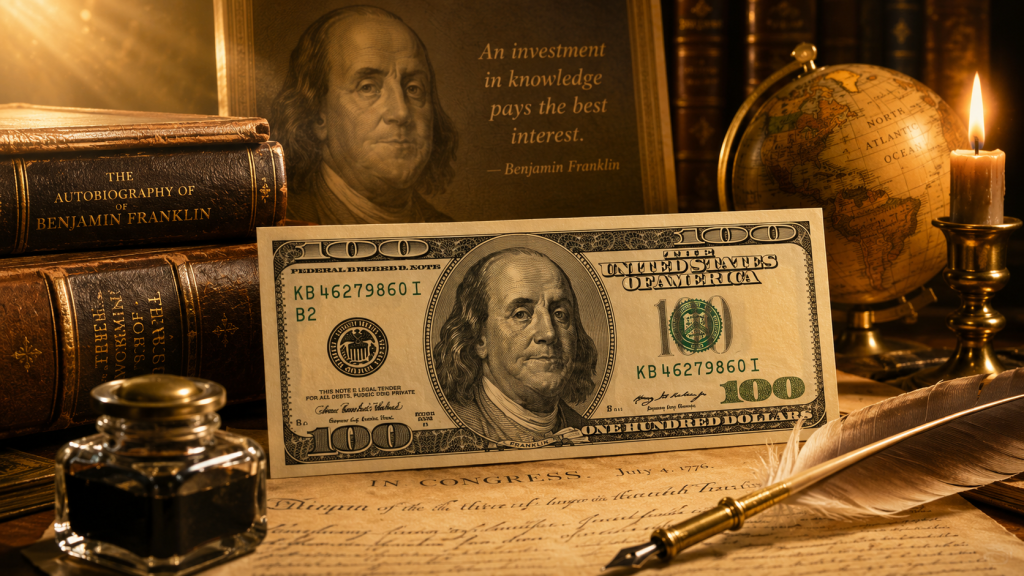 Bìa bài: Những Phẩm Chất Cao Quý Của Benjamin Franklin – Người Có Chân Dung Trên Tờ 100 Đô-La Mỹ